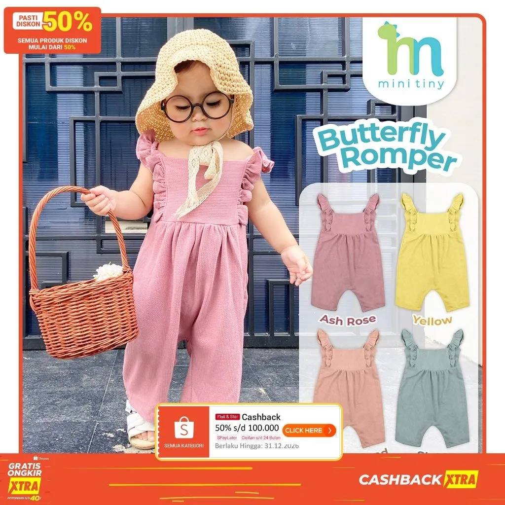Mini Tiny - Butterfly Kids Romper / Baju Anak Perempuan / Fashion Rompers Lembut Nyaman