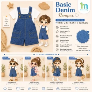 Mini Tiny - Jumper Bahan Denim Premium Kids dan Kaos / Fashion Overall Unisex Anak