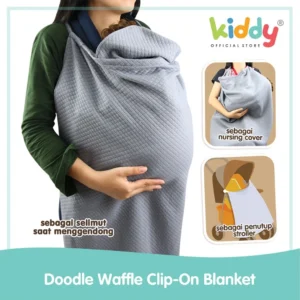 Kiddy Doodle Waffle Clip - On Blanket / Selimut Bayi Bertopi dengan Klip