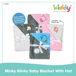 Kiddy Minky Blinky Baby Blanket With Hat / Selimut Bayi Dengan Topi