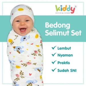 Kiddy Bebe Newborn Set / Bedong Instan Bayi / Selimut Tidur / Baby Swaddle with Hat Lembut Nyaman