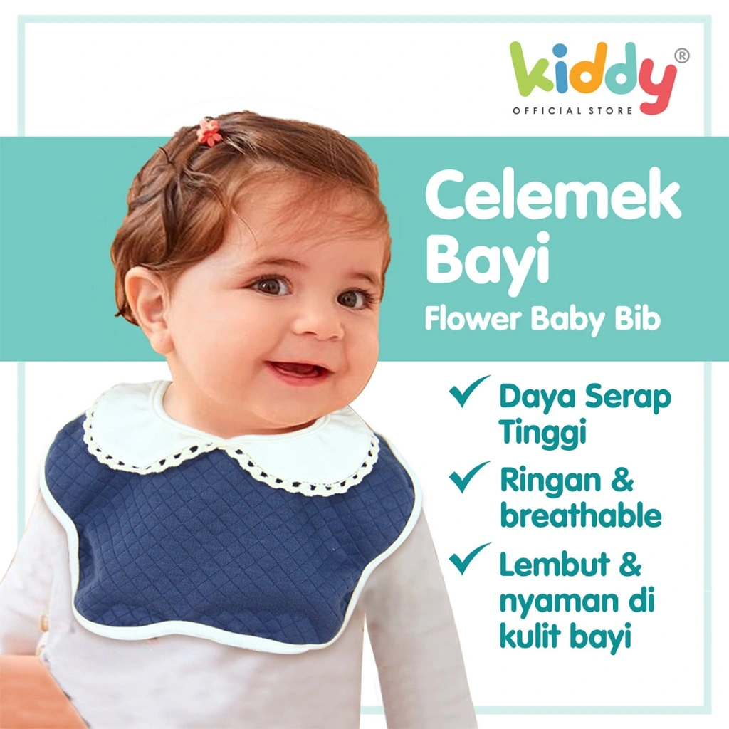 Kiddy Doodle Waffle Korean Flower Baby Bib / Celemek Bayi / Slabber