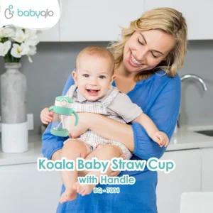 Babyqlo Botol Minum Anak Sedotan Anti Tumpah BPA Free Koala Straw Cup With Handle Training Cup Bayi 300ml