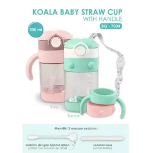 Babyqlo Botol Minum Anak Sedotan Anti Tumpah BPA Free Koala Straw Cup With Handle Training Cup Bayi 300ml