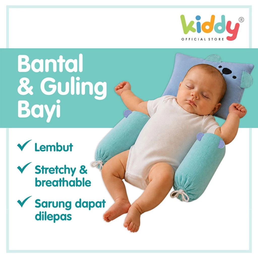 Kiddy Koala Stripe Pillow Set – Set Bantal & Guling Bayi Premium | Set Bantal Bayi Newborn